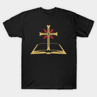 Cross of the Lord Jesus Christ and an open bible. T-Shirt